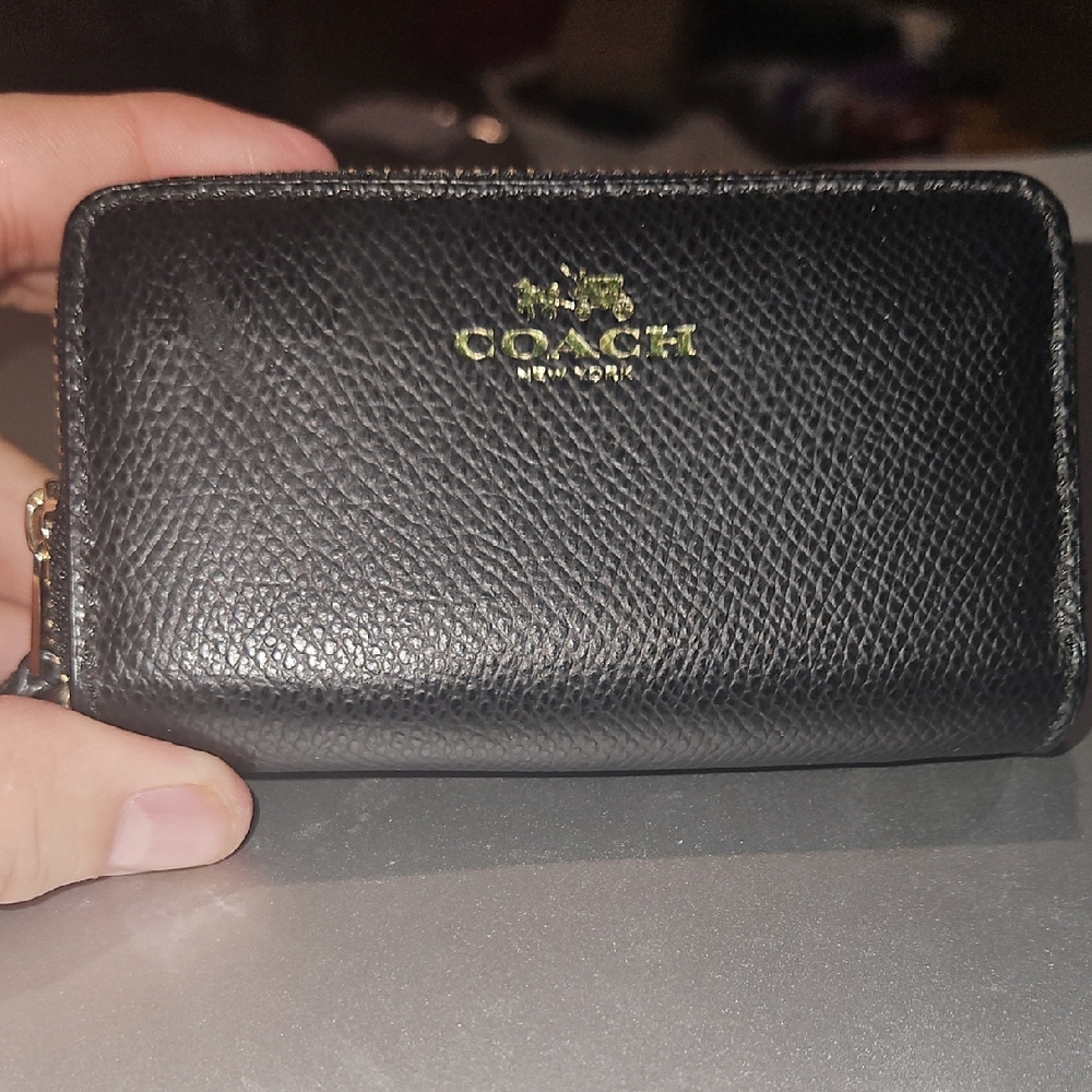 Coach Black Textured Leather Credit Card Case Wallet